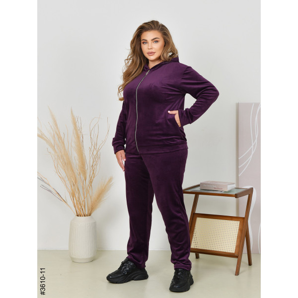 3610-11 Спортивний костюм жіночий на блискавці велюр батал (3 од: 54,56,58)