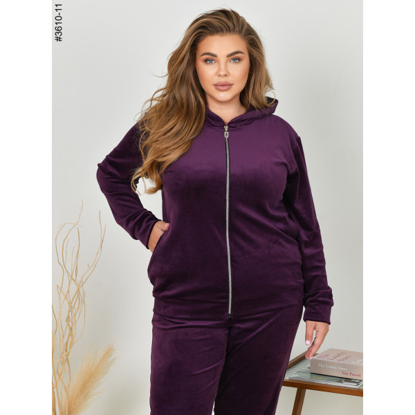 3610-11 Спортивний костюм жіночий на блискавці велюр батал (3 од: 54,56,58)