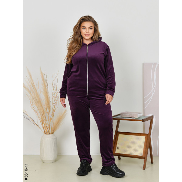 3610-11 Спортивний костюм жіночий на блискавці велюр батал (3 од: 54,56,58)