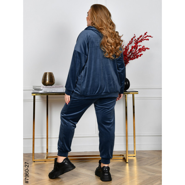 7960-27 Спортивний костюм жіночий на блискавці велюр супербатал (3 ед: 54-56,56-58,58-60)