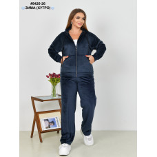 8426-26 Спортивний костюм жіночий на блискавці велюр на хутрі напівбатал (4 од: 48,50,52,54)