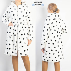 6534-35 Халат жіночий на блискавці з поясом махра напівбатал (3 од: 44-46,48-50,52-54)