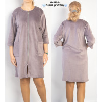 4540-9 Халат жіночий на блискавці велюр на хутрі напівбатал (3 од: 48,50,52)