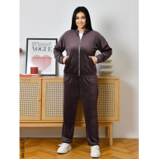 4590-21 Спортивний костюм жіночий велюр на блискавці напівбатал (3 од: 48,50,52)