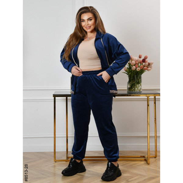 8513-28 Спортивний костюм жіночий на блискавці велюр батал (4 од: 56,58,60,62)