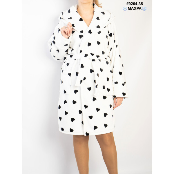 9264-35 Халат жіночий на запах махра напівбатал (3 од: 44-46,48-50,52-54)