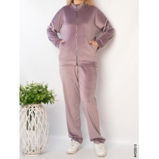 4590-9 Спортивний костюм жіночий велюр на блискавці напівбатал (3 од: 48,50,52)