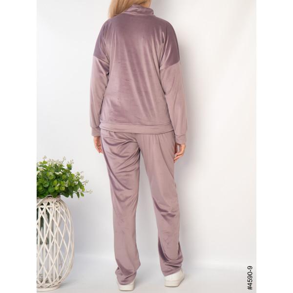 4590-9 Спортивний костюм жіночий велюр на блискавці напівбатал (3 од: 48,50,52)