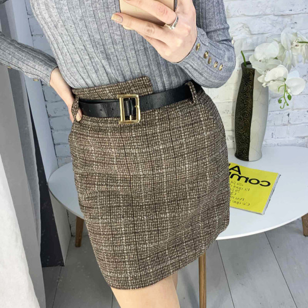 0143-2 КОРИЧНЕВА спідниця фетрова жіноча (3 од. розміри: S.M.L)