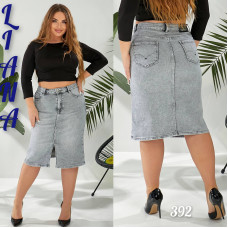 0392* сіра жіноча спідниця джинсова (стрейчева, 6 од. розміри батал: 30. 31. 32. 33. 34. 36) видача наступного дня