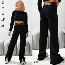 0215 # чорні жіночі джинси палаццо (стрейч-коттон, 6 од. розміри норма: 25. 26. 27. 28. 29. 30) видача наступного дня