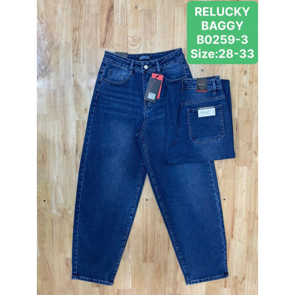 0259-3 # синие женские джинсы багги (RELUCKY, стрейчевые, 6 ед. размеры полубатал: 28-33) выдача на следующий день