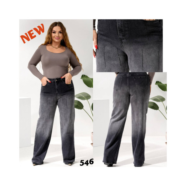 0546* графітові жіночі джинси баггі з камінням (6 од., розміри напівбатал: 28-33) видача наступного дня