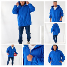 0835* синій чоловічий худі, фліс-велюр (7 од., розміри напівбатал: M-5XL) видача наступного дня