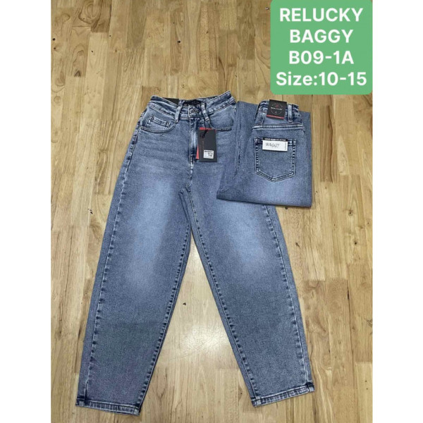 0909-1# голубые подростковые джинсы багги (Relucky, 6 ед, размеры подросток: 10-15) выдача на следующий день