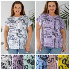 1900# мікс квітів жіноча футболка (10 од., розміри батал: 50-54 універсальний) видача наступного дня