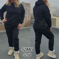 52885-1 * чорний жіночий спортивний костюм (турецька тринитка, фліс, 5 од. розміри батал: 52-60) видача наступного дня