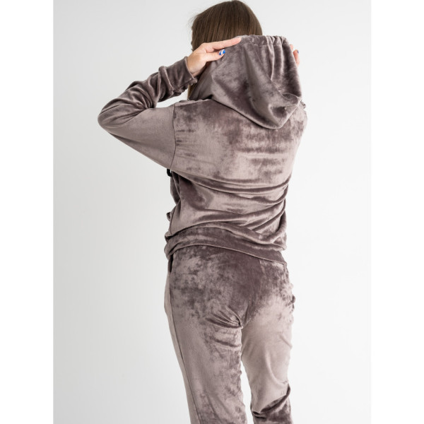 0521-21 коричневий жіночий спортивний костюм на манжеті (5'TH AVENUE, велюровий, з капюшоном, 3 од. розміри норма: 42. 44. 46)