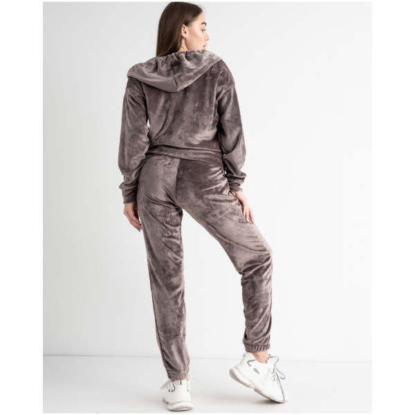 0521-21 коричневий жіночий спортивний костюм на манжеті (5'TH AVENUE, велюровий, з капюшоном, 3 од. розміри норма: 42. 44. 46)