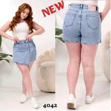 4042# блакитна жіноча спідниця-шорті, стрейч-коттон (6 од., розміри напівбатал: 28-33) видача наступного дня