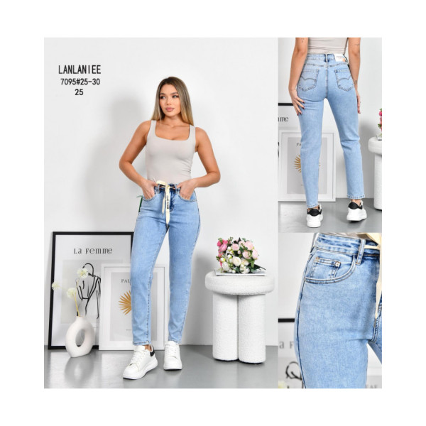 7095# блакитні жіночі джинси lanlaniee (стейч котон, 6 од., розміри норма: 25-30) видача наступного дня