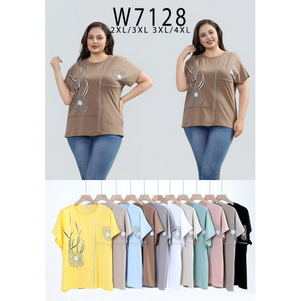 7128# мікс квітів жіноча футболка Kiss Me (10 од., розміри батал: 2XL-4XL) видача наступного дня