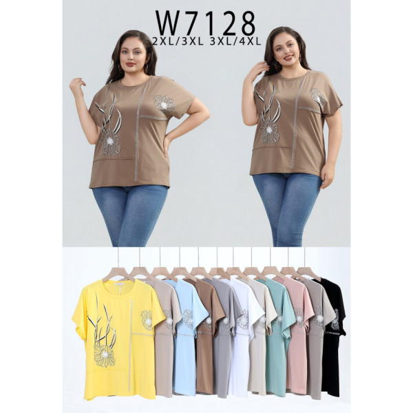 7128# мікс квітів жіноча футболка Kiss Me (10 од., розміри батал: 2XL-4XL) видача наступного дня