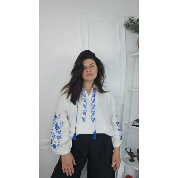 7410-2 # белая женская вышиванка (хлопок 100%, 5 ед. размеры норма: S. M. L. XL. 2XL) выдача на следующий день