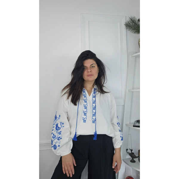 7410-2 # белая женская вышиванка (хлопок 100%, 5 ед. размеры норма: S. M. L. XL. 2XL) выдача на следующий день