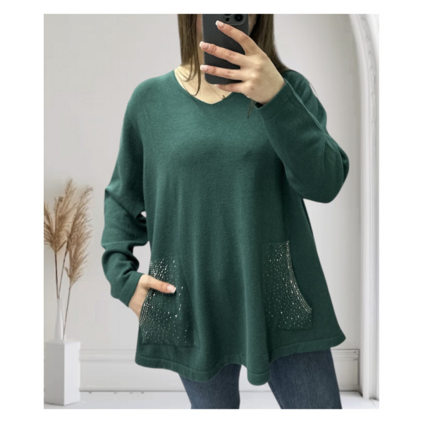 25204# мікс кольорів жіночий светр з кишенями (6 од., розміри батал: 52-56) видача наступного дня