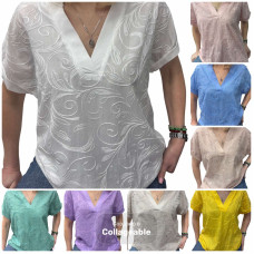 26003# вибір кольору жіноча футболка (прошва+коттон, 4 од., розміри напівбатал: 48-54) видача наступного дня