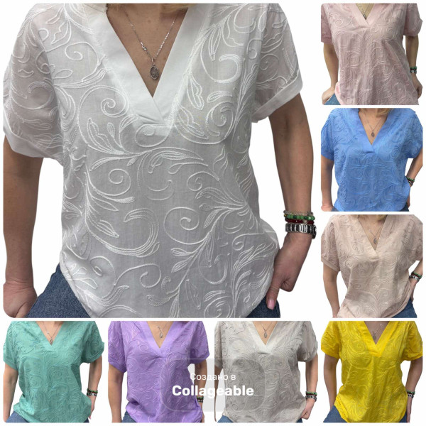 26003# вибір кольору жіноча футболка (прошва+коттон, 4 од., розміри напівбатал: 48-54) видача наступного дня