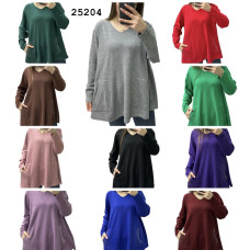 25204# мікс квітів жіночий светр з кишенями (6 од., розміри батал: 52-56) видача наступного дня