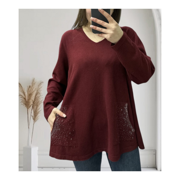 25204# мікс кольорів жіночий светр з кишенями (6 од., розміри батал: 52-56) видача наступного дня