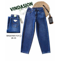 6017 # синие женские джинсы багги (VINDASION, 6 ед. размеры полубатал: 28-33) выдача на следующий день