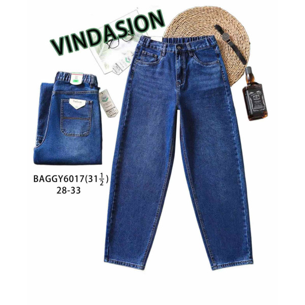 6017 # синие женские джинсы багги (VINDASION, 6 ед. размеры полубатал: 28-33) выдача на следующий день