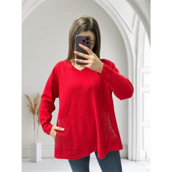 25204# мікс кольорів жіночий светр з кишенями (6 од., розміри батал: 52-56) видача наступного дня