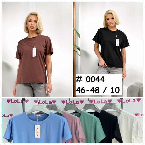 0044# микс цветов женская базовая футболка (10 ед, размеры норма: 46-48 универсал) выдача на следующий день Футболка