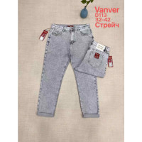 0113# серые женские джинсы vanver (стрейч коттон, 6 ед, размеры батал: 32-42) выдача на следующий день Vanver