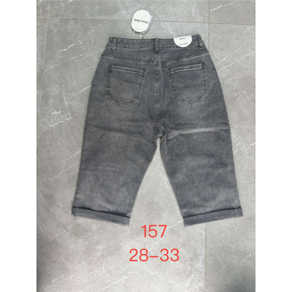 0157# серые женские джинсовые шорты (New Jeans, стрейч, 6 ед, размеры полубатал: 28-33) выдача на следующий день New Jeans