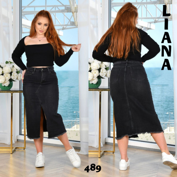 0489 # Жіноча джинсова спідниця Liana сіра (1165220)