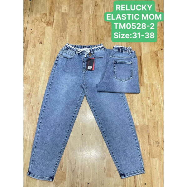 0528-2# голубые женские джинсы мом (Relucky, 6 ед, размеры батал: 31-38) выдача на следующий день Relucky