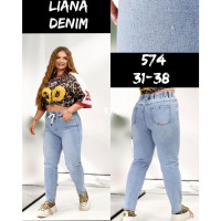 0574# блакитні жіночі джинси (liana, стрейч коттон, розміри батал: 31-38) видача наступного дня Liana