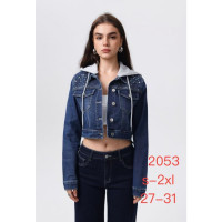 Жіноча джинсова куртка з камінням New Jeans синя (12990-03)