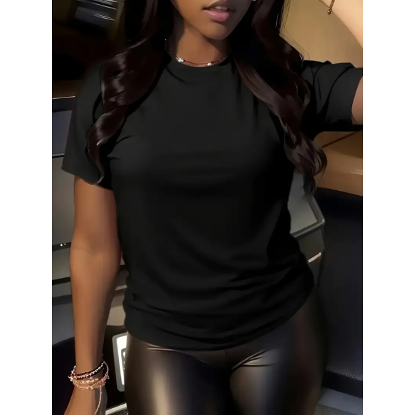 8790-1 черная женская футболка (турецкий коттон, 5 ед. размеры норма: S. M. L. XL. 2XL) Футболка