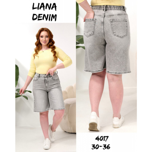 4017# серые женские капри (стрейч коттон, 6 ед, размеры батал: 30-36) выдача на следующий день Liana