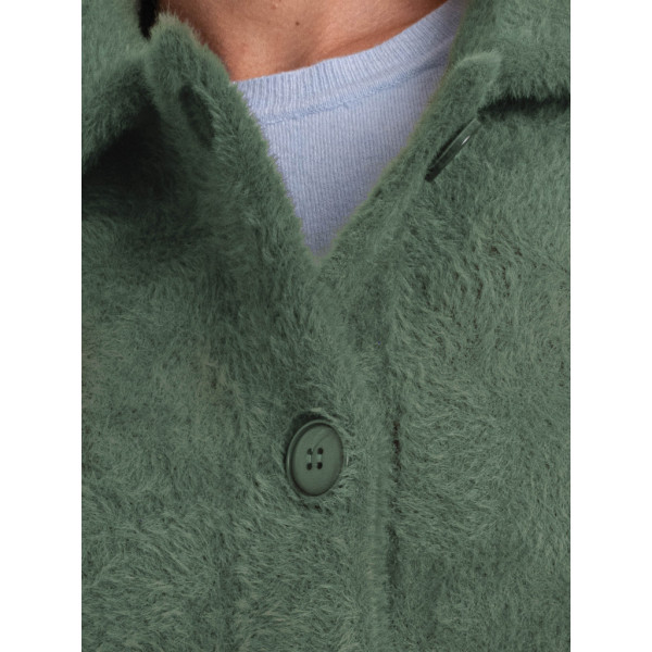 0562-7 зеленый женский кардиган (шерсть альпаки, на пуговицах, 1 ед. универсальный полубатальный размер: 46-52) Кардиган