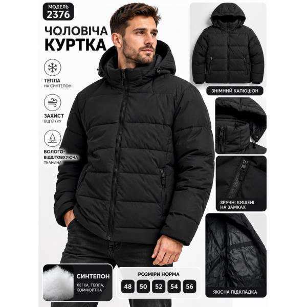 2376-1 Чоловіча куртка чорна (1165848)