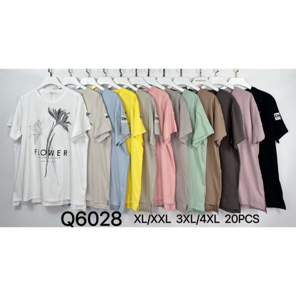 6028 # микс цветов женская футболка (10 ед, размеры батал: XL-4XL) выдача на следующий день Kiss me