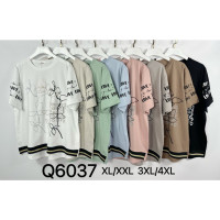 6037# микс цветов женская футболка (Kiss me, 10 ед, размеры батал: XL-4XL) выдача на следующий день Kiss me